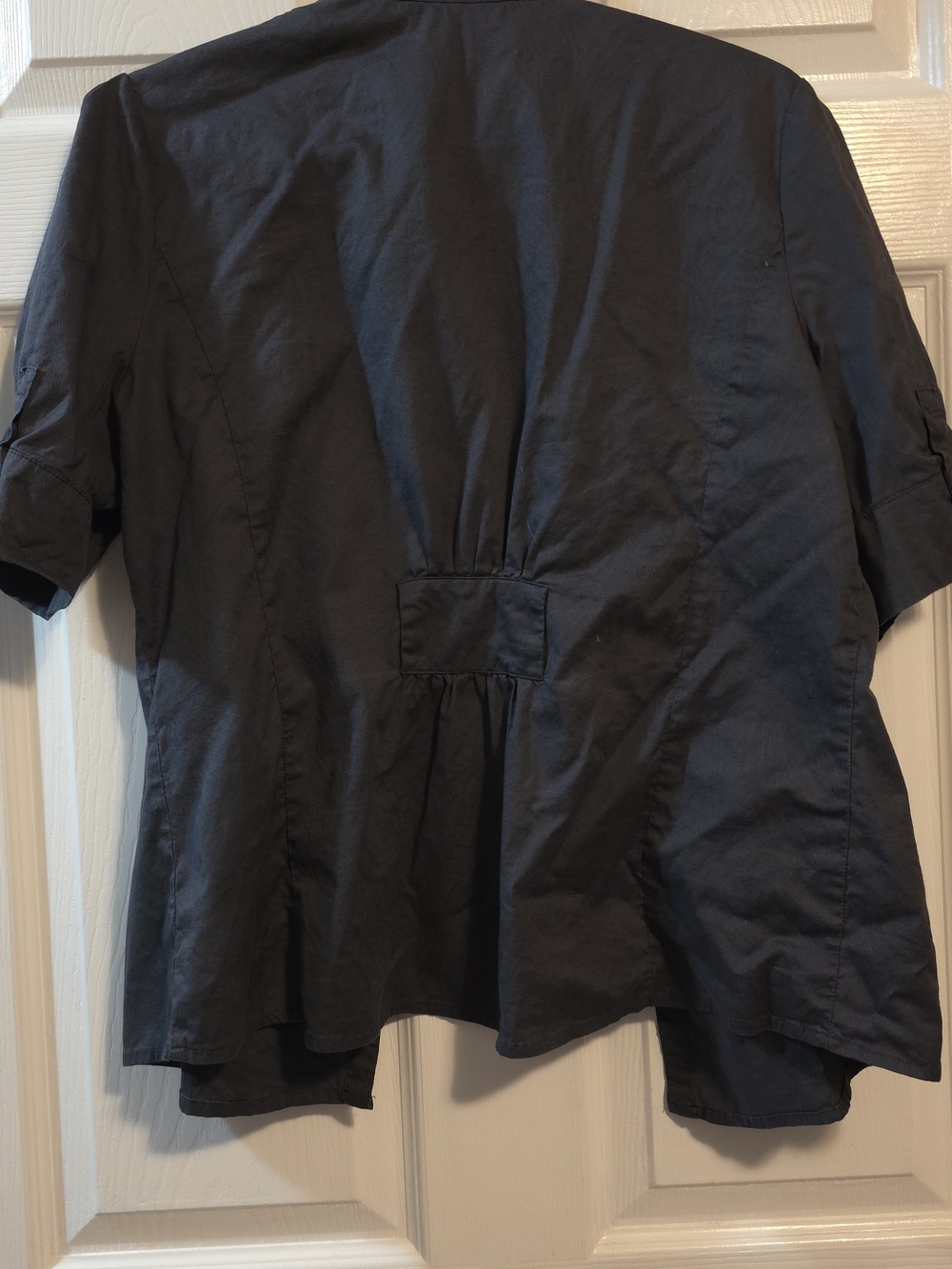 4/$67 Deal! Fred David Short-Sleeve Button Grey Blouse - Picture 5 of 11